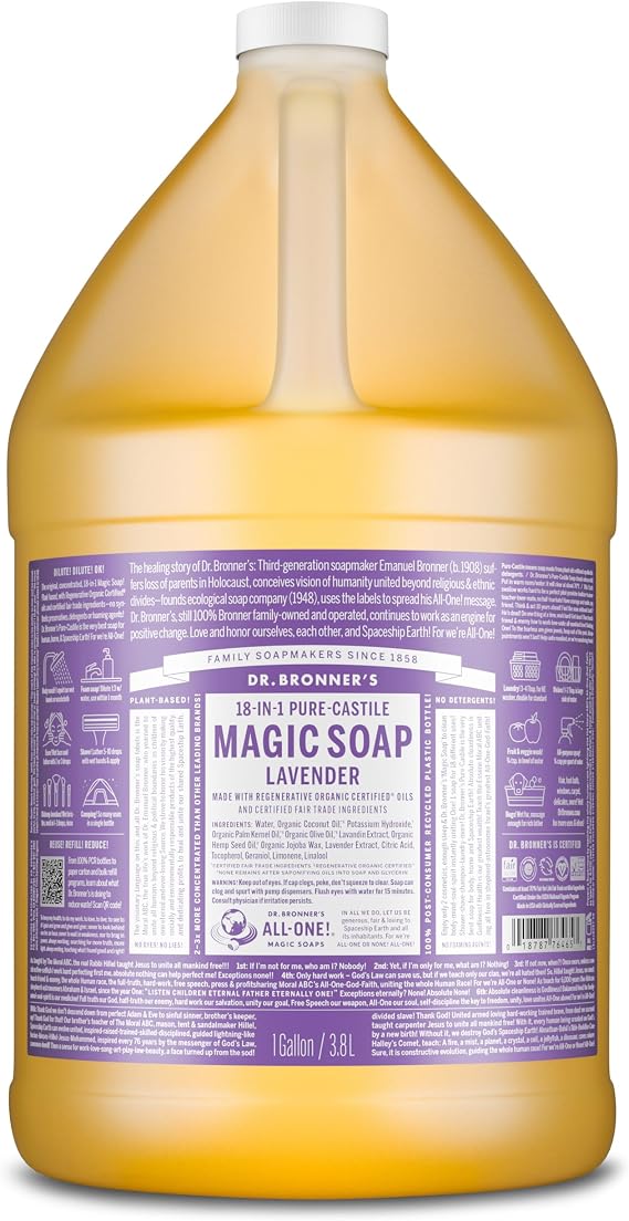 Dr Bronner's - 18-in-1 Lavender Pure-Castile Liquid Soap, 3.79L Bottle