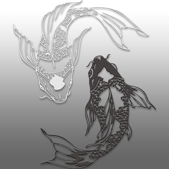 Xedatric Black & White Koi Fish Metal Wall Art,Yin Yang Koi Decor with Japanese Inspired Design,Rust Resistant Koi Fish Wall Art for Zen Spaces