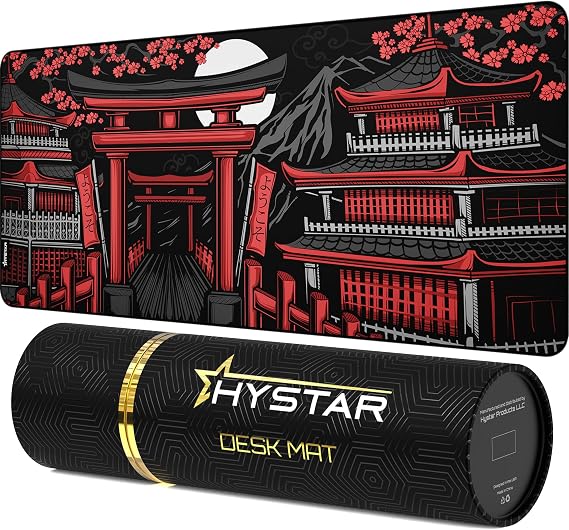 Hystar® 拡張ゲーミングマウスパッド | XXL 36インチ x 16インチ | 厚さ5mm、防水表面、滑らかなポリエステル生地、天然ゴムベース | Zen