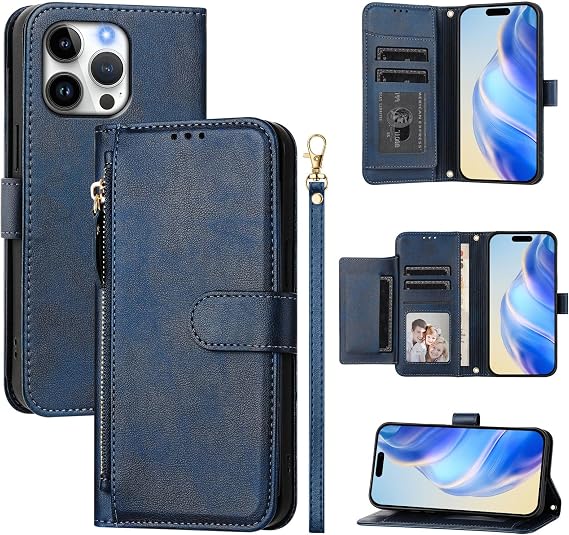 Ymyhyuxi Leather Flip Cases for Sharp Aquos R2 Compact Case Business Cover Card Wallet Phone Bag Dual Layer Storage Compartment Covers (Navy Blue)