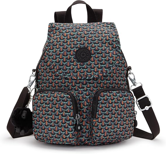 Kipling FIREFLY UP Small backpack (convertible to shoulderbag), Geo Feather (Black)