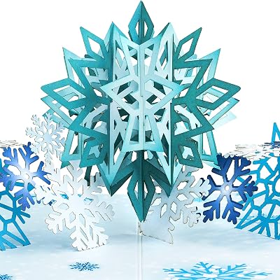 Paper Love 3D Snowflakes Pop Up Card, Gift for Winter, Christmas or Holidays, 5 x 7 Cover - Includes Envelope and Removable Note Tag