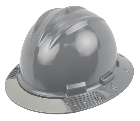 Bullard 3-Rib AboveView Safety Hard Hat, Includes 4-Point Ratchet Suspension with Cotton Brow Pad and Grey Front Visor, Dove Grey