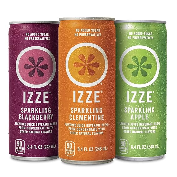 IZZE Sparkling Juice, 3 Flavor Variety Pack, Pack of 24, 8.4 oz Cans