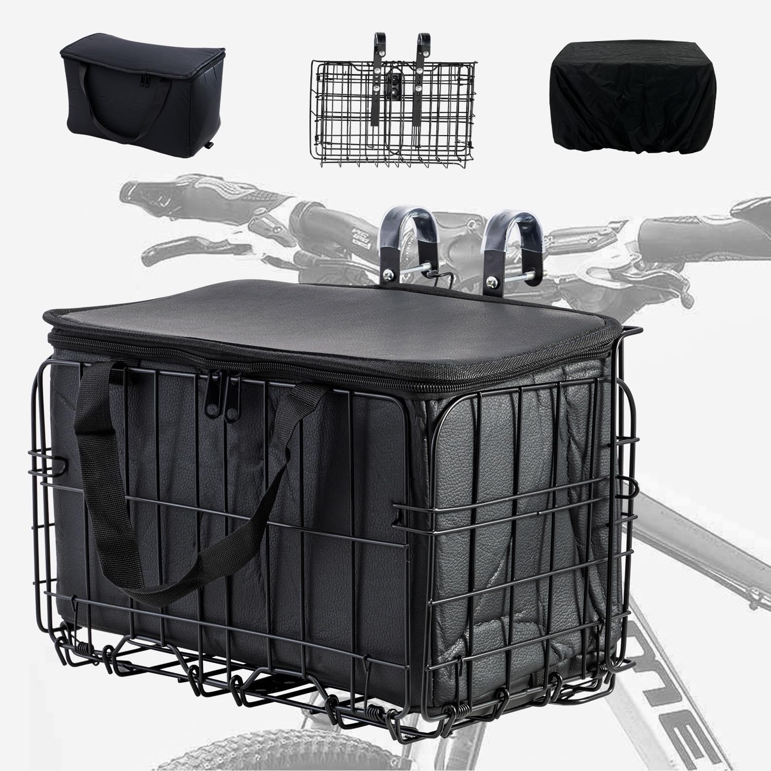 Bike Rear Basket Folding Bike Rack Basket with Removable Liner Bag and Quick Release Design Bicycle Bike Basket for Adult Carring Dogs,Pets,Cargo
