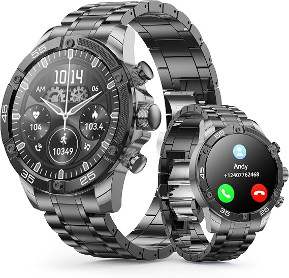 Mens Smart Watch 1.53" Fitness Tracker w/Heart Rate & Sleep Monitor, 7-Day Battery, IP67 Waterproof, Bluetooth Calls/Notifications, 100+ Sports Modes for Men Women (Black)