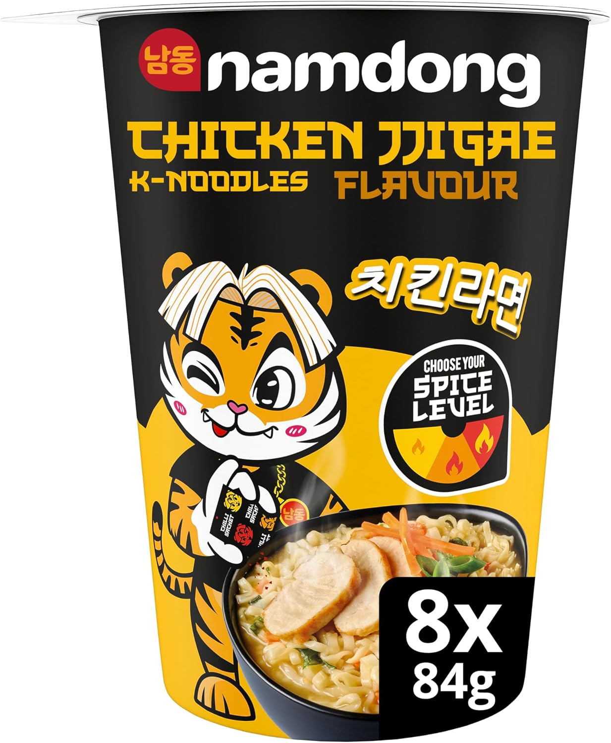 Namdong Chicken Jjigae Noodle Pot Korean-style instant noodles with a sachet of chilli mix 8x 84 g