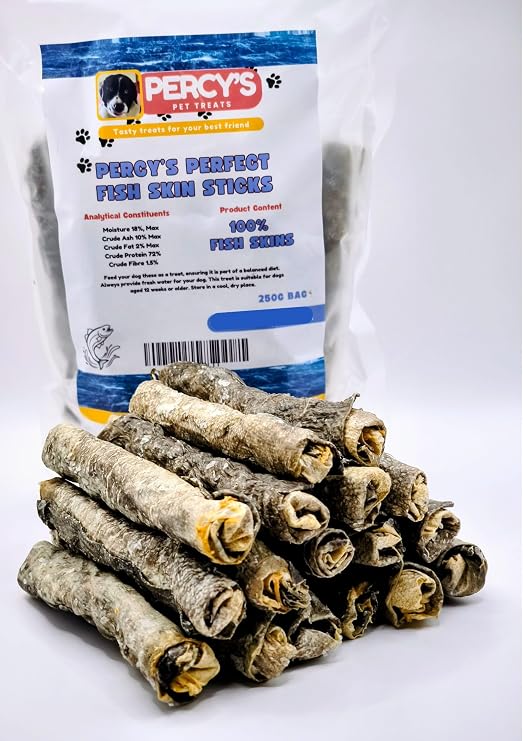 Fish Skin Sticks - 250g - 100% Natural Dried Dog Treats - Healthy Chews - Teeth, Skin, Coat and Joint Health, High in Protein, Low in Fat, Essential