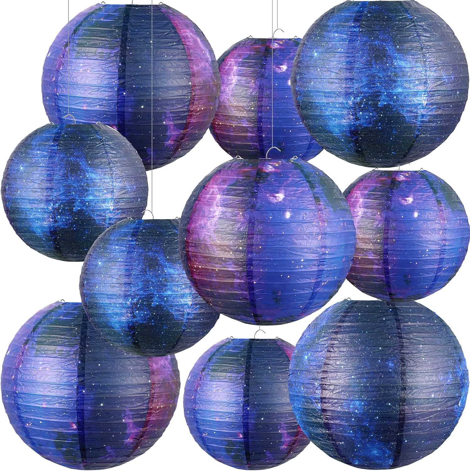 10 Pieces Galaxy Print Paper Lanterns Chinese Japanese Space Themed Hanging Paper Lanterns Galaxy Themed Party Supplies Ceiling Decor for Home Birthday Party Decor8 Inch 6 Inch