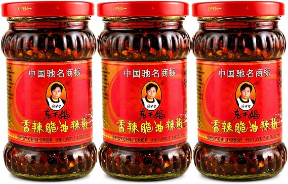 Laoganma Crispy Chilli Oil 3 Pack (210g Each) – Chinese Chilli Oil with Crunchy Texture and Premium Ingredients for Cooking, Dipping, and Topping