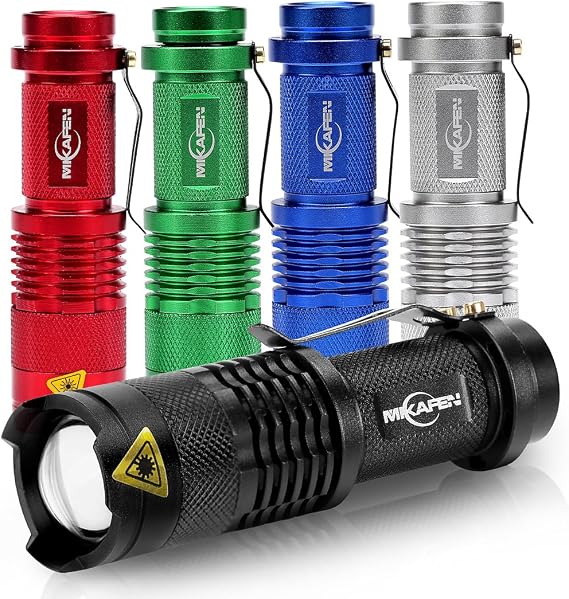 5Pack Flashlights Mini Led Flashlight 300lm 3 Modes (Light - Low Light - Strobe) Adjustable Focus Zoomable Flashlight