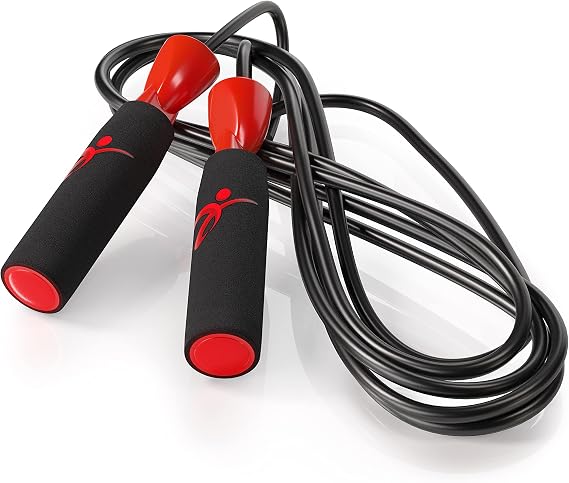 Jump Rope With Adjustable Length, Tangle-Free Skipping Rope for Gym Workout ,Crossfit, Fitness Exercise, WOD, Boxing, MMA, Endurance Training Include Carrying Pouch (Red)