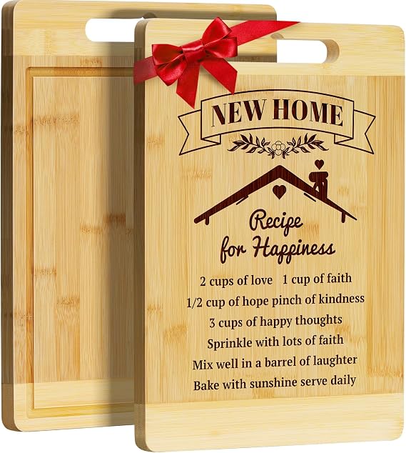 Kikcoin House Warming Gifts New Home - Bamboo Cutting Boards for Kitchen, New Home Gift Idea for Women Men Homeowner, Neighbor 2026 House Warming Gifts for New Home, New Beginnings, New Memories