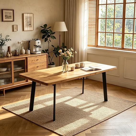 Modern 63"-78.7" Extendable Rectangular Dining Room Table, Walnut