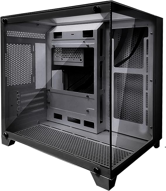 M-ATX/ITX PC Case,5 Fans Position, Tempered Glass, Mid Tower Gaming PC Case with Type C & USB 3.0, 360mm Radiator Support, Cable Management, High Airflow, Black(No Fans Included)
