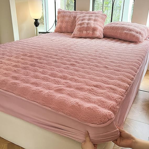 Thickened and Fleeced Elastic Fitted Sheet, Soft and Comfortable Quilted Bed Sheet, Dustproof and Durable Bed Covers for Home,B,120x200cm(47x79inch)