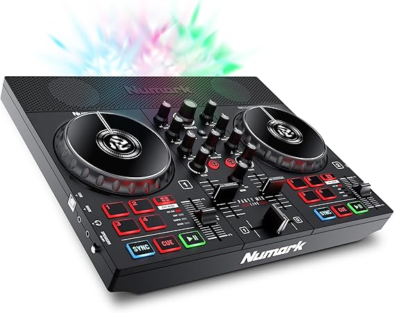 Numark Party Mix Live - DJ Controller with Built in Speakers, Party Lights and DJ Mixer, Complete Dj Set with Mixer and Audio Interface + Serato DJ Lite