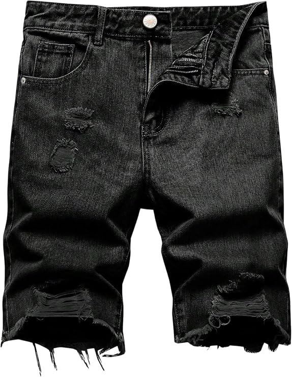 GORGLITTER Men's Ripped Denim Shorts Summer Distressed Jean Shorts Jorts