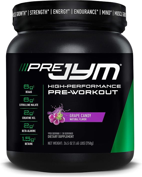 JYM Supplement Science Pre Jym 30 Servings - Grape Candy, Grape Candy, 30 Count
