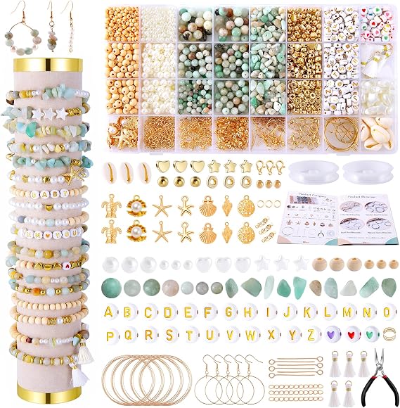 Wurosi 1927PCS Jewelry Making Supplies Kit for Adults,Natural Stone Beads