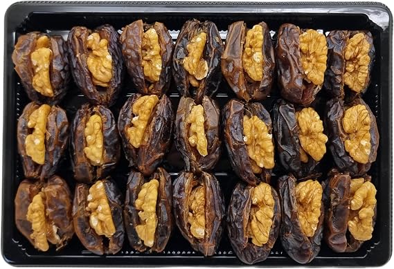 Persis Premium 21 Piece Medjool Dates Filled with Gourmet Nuts - Delicious and Juicy Jordan Dates | Vegan | Gift For Ramadan (WALNUT)