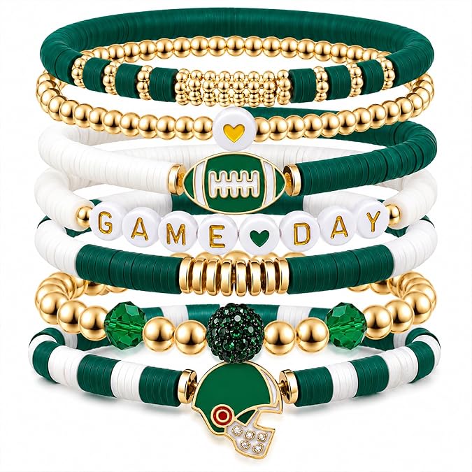 Artlunar Game Day Football Charm Bracelet: Stackable Sports Jewelry for Moms & Dads - Perfect for Football Fans