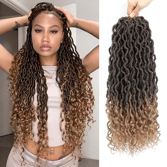 Goddess Locs Crochet Hair 18 Inch 6 Packs Faux Locs for Black Women, 4/27#
