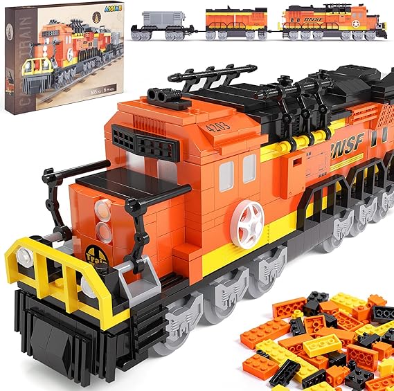 AIGIMU 635 PCS BNSF Freight Train Building Set for Ages 6-14