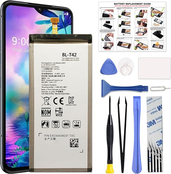 GREEN FUSION Compatible with LG G8X ThinQ / V50 ThinQ Cellphone Battery Replacement Kit BL-T42, Includes Tools
