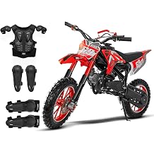 Off-Road Kids Dirt Bikes - 49CC 2-Stroke Gas Powered Dirt Bike, Dual Suspension Youth Motorcycle for Kids 13 Years Old, 28 MPH Speed, Holds 220LBS, Disc Brakes, with Armor