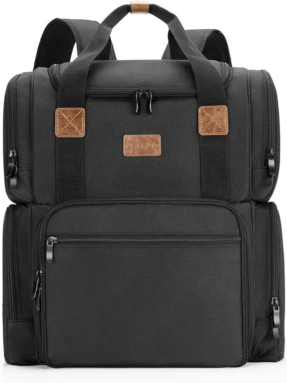 Travel Makeup Bag with 3 Inner Removable Pouches, Black | Cosmetic Bag with Multiple Pockets.
