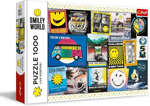 Trefl - Smiley World, Live Positive! - 1000 Puzzle Pieces - Collage, Smile, Happy Puzzle, DIY - Puzzle, Creative Entertainment, Fun, Classic Puzzle for Adults and Kids 12+