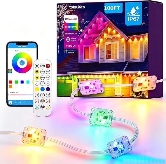 Permanent Outdoor Lights for House 100ft RGB+IC Eave Lights