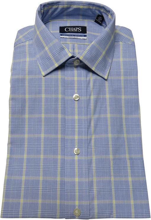 Chaps Men's Elite Performance Regular-Fit Stretch Collar Dress Shirt, Iris Plaid