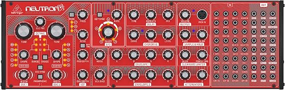 Behringer NEUTRON Paraphonic Analog Synthesizer & Semi-Modular Eurorack Module Synth with Authentic Dual 3340 VCOs, BBD Delay, and MIDI Sequencer Compatibility for PC and Mac (Red)