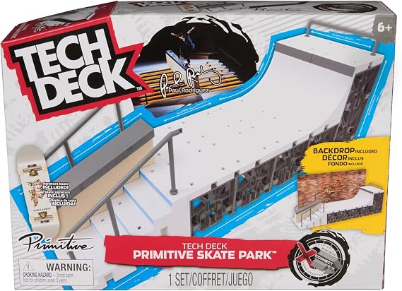 Spin Master Tech Deck, Primitive X-Connect Skate Park, Customisable and Buildable Ramp Set with Exclusive Fingerboard, Kids Toy for Ages 6 and up
