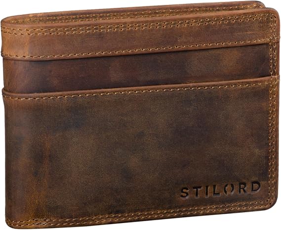 STILORD Cooper Men's Leather Wallet with RFID Protection - Vintage Wallet Landscape Format with Coin Compartment and ID Compartment - Men's Wallet with Card Slots in Gift Box Colour: Black