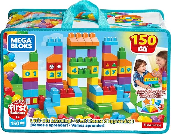 MEGA BLOKS Let's Get Learning Toy Building Set with 150 Big Building Blocks, Educational Gift Set for Boys and Girls, Ages 1 and up?