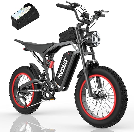 Electric Bike for Adults,1500W Peak Motor Ebike, 48V 20AH Battery, 20" x 4.0" Fat Tire E-Bike,55-80 Max Miles, Full Suspension and 7-Speed, UL 2849, NFC Unlock