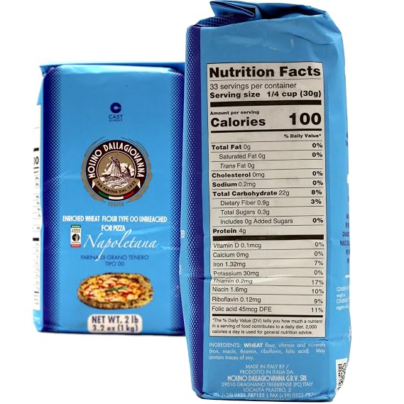 Molino Dallagiovanna AVPN Certified Italian 00 Pizza Flour Tipo 00 Universale, 10kg (22 lbs) | No Glyphosate, Non-GMO, Unbleached, Non Enriched No Potassium Bromate | Cold Water Washed Italian 12.5% Flour
