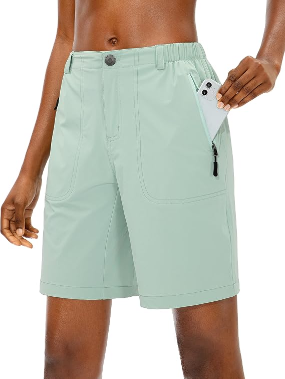 Pudolla Women's Hiking Cargo Shorts Quick Dry Summer Travel Shorts for Women with Zipper Pockets for Outdoor Walking Kayaking