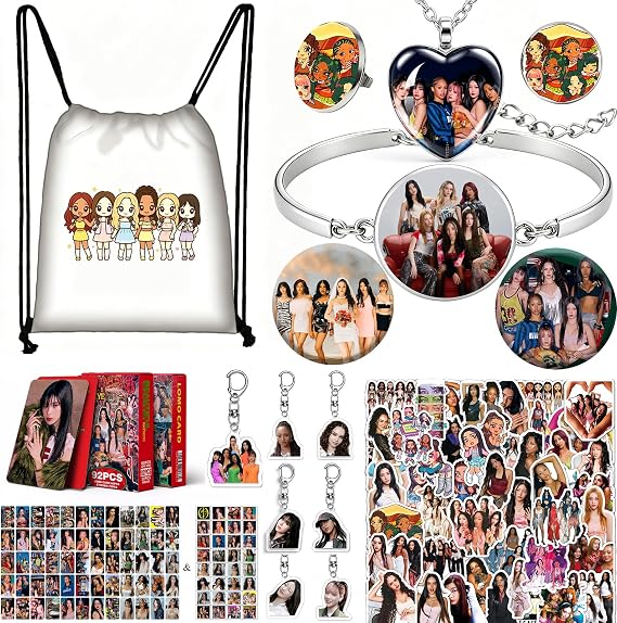 Katsseye Merch Gifts Katsseye Photocards Sticker Keychain Photocards | Lomo Cards Photocards Set Bracelet Necklace Backpack Drawstring Bag Gifts Set for Fans
