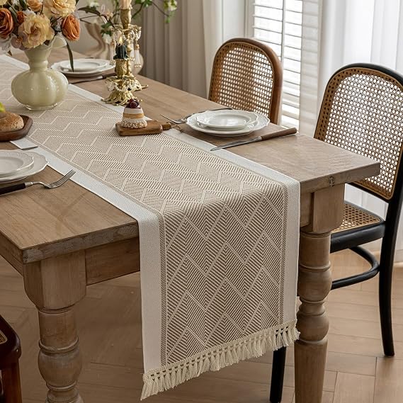 Table Runners 72 Inches Long Waterproof Boho Table Runner with Tassel Fringe,Table Runner for Party Coffee Table