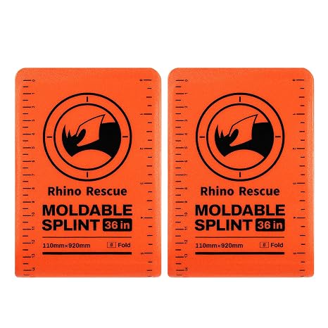 RHINO RESCUE First Aid Moldable Splint 36" X 4.3" Orange-Gray (2, Folded)