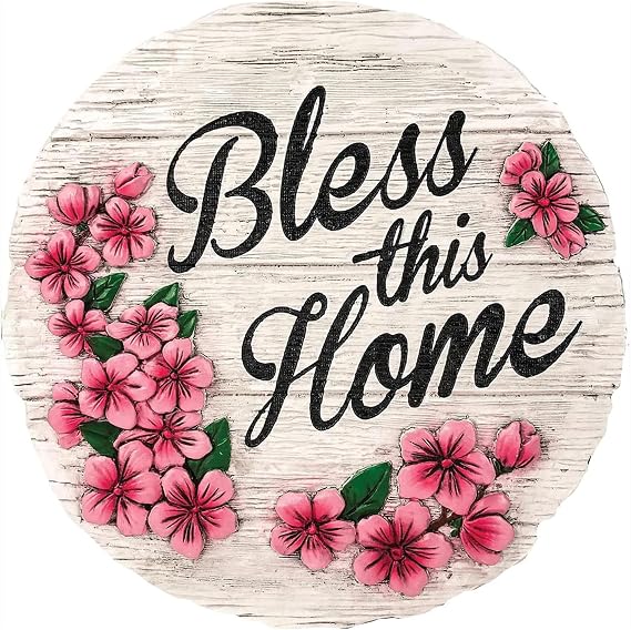 Spoontiques - Garden Decor - Bless This Home Stepping Stone - Decorative Stone for Garden