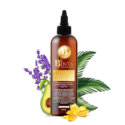 Binta Beauty Organics 100% Natural Hair Growth Serum 8oz, Recommended for Thinning, Weak or Thinning Hair