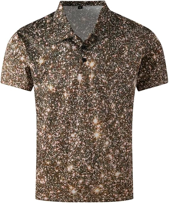 Ymosrh Men's Polo Shirts Short Sleeve Printed Casual Summer Button T-Shirts Golf Business Dress Shirt, M-3XL