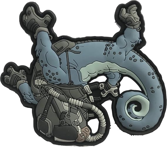 Patchlab Tactical Chameleon Legion Halo Jumper Edition PVC Rubber Morale Patch, Hook & Loop Attachment for Backpacks | for Army, Patriots, Blue & Black, 3.54x3.35