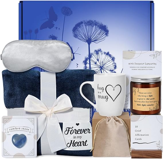 Condolences Gift Basket for Loss, Sympathy Gift Baskets, Bereavement Memorial Gifts for Funeral, Sorry for Your Loss of Mom Dad Husband Daughter