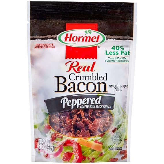 HORMEL Crumbled Bacon, Peppered, 3 Ounce